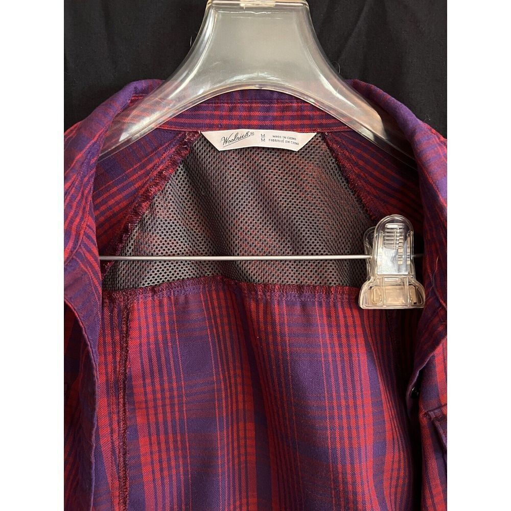 WOOLRICH‎ Women's Shirt size Med Plaid Purple/Red Long-Sleeve Vented Snap Front - Picture 9 of 10